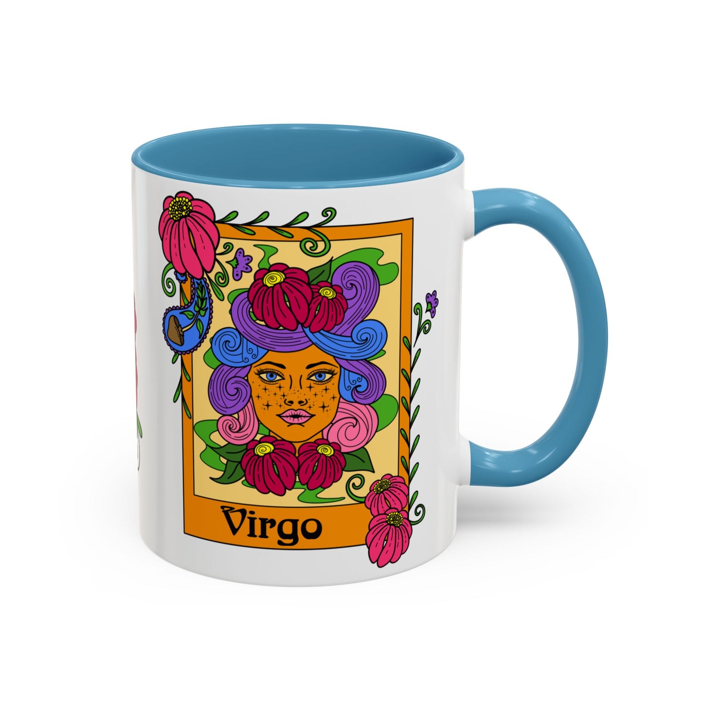 Virgo star sign mug, Maiden zodiac astrology coffee cup, Horoscope birthday gift mug, Bold retro colourful Design ceramic mug