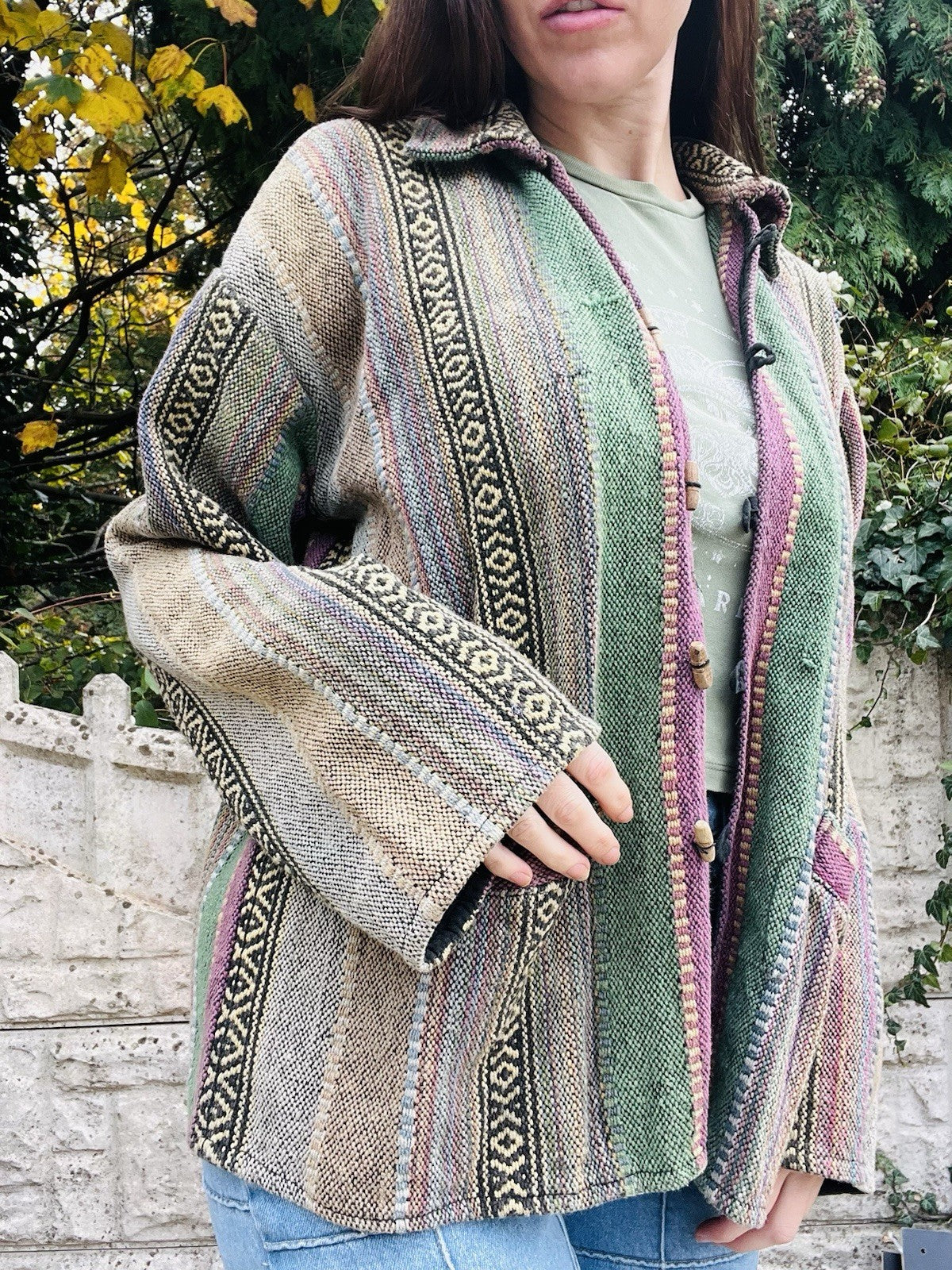 Hippie Kantha Jacket Small Size 10-12 Boho Oversized Cotton Hippy Coat