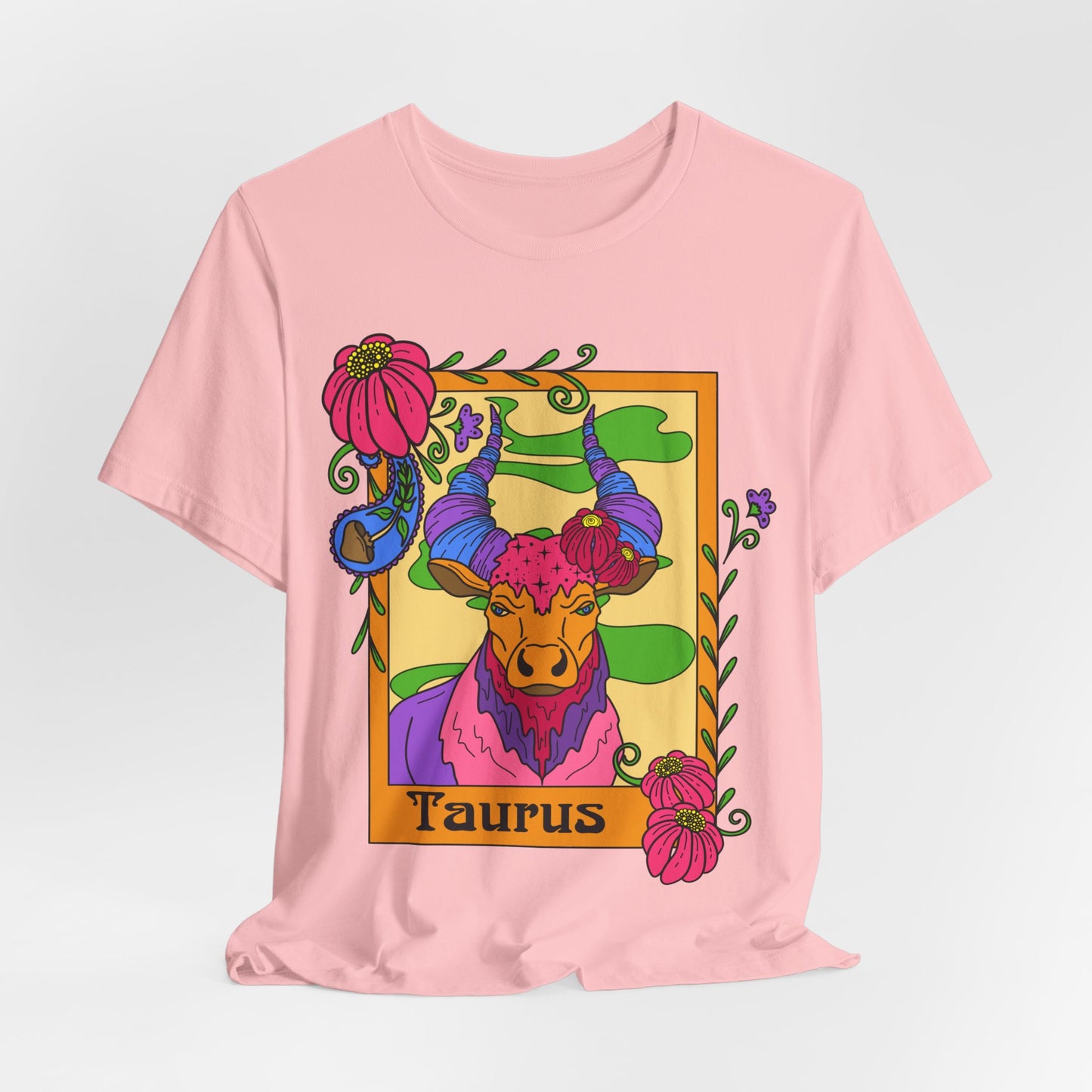 Taurus star sign T-Shirt, Bull zodiac astrology top, Horoscope birthday gift Tee, Bold retro colourful Design tshirt