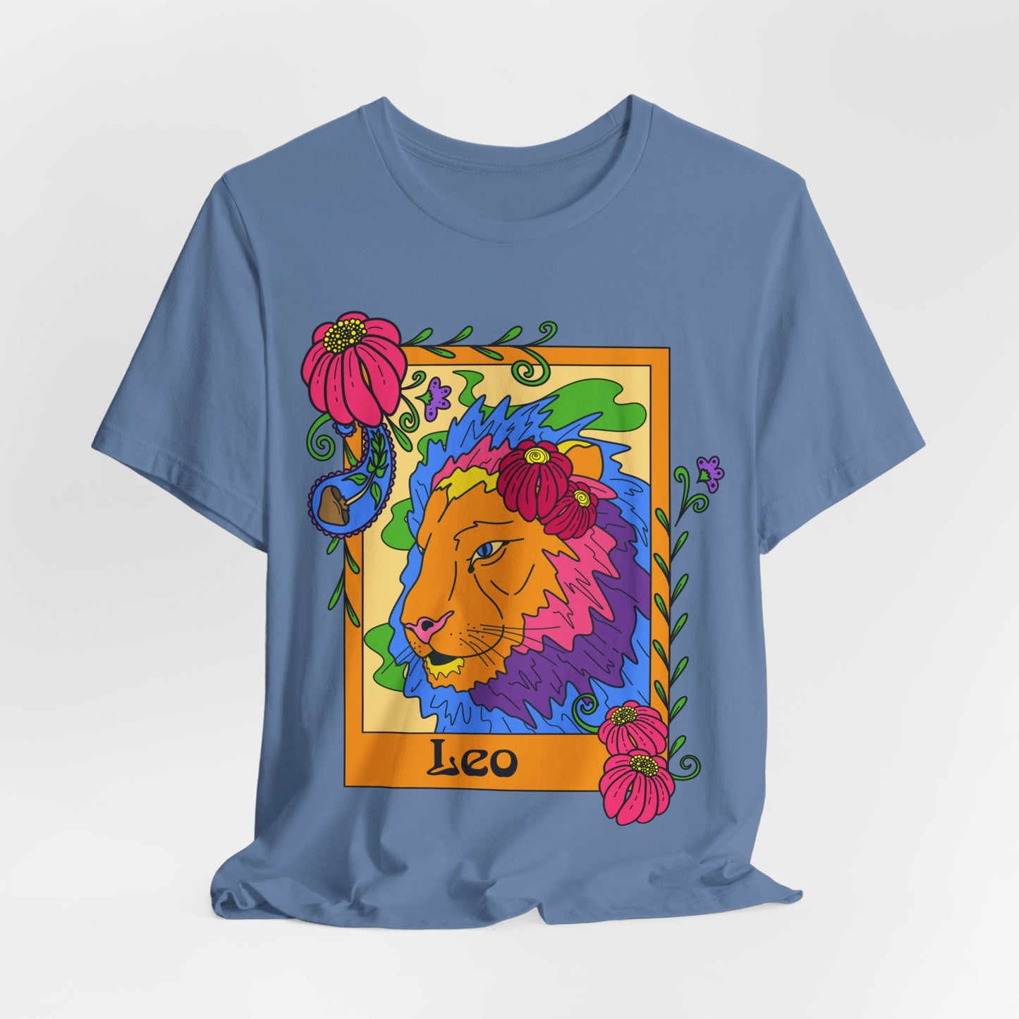 Leo star sign T-Shirt, Lion zodiac astrology top, Horoscope birthday gift Tee, Bold retro colourful Design tshirt