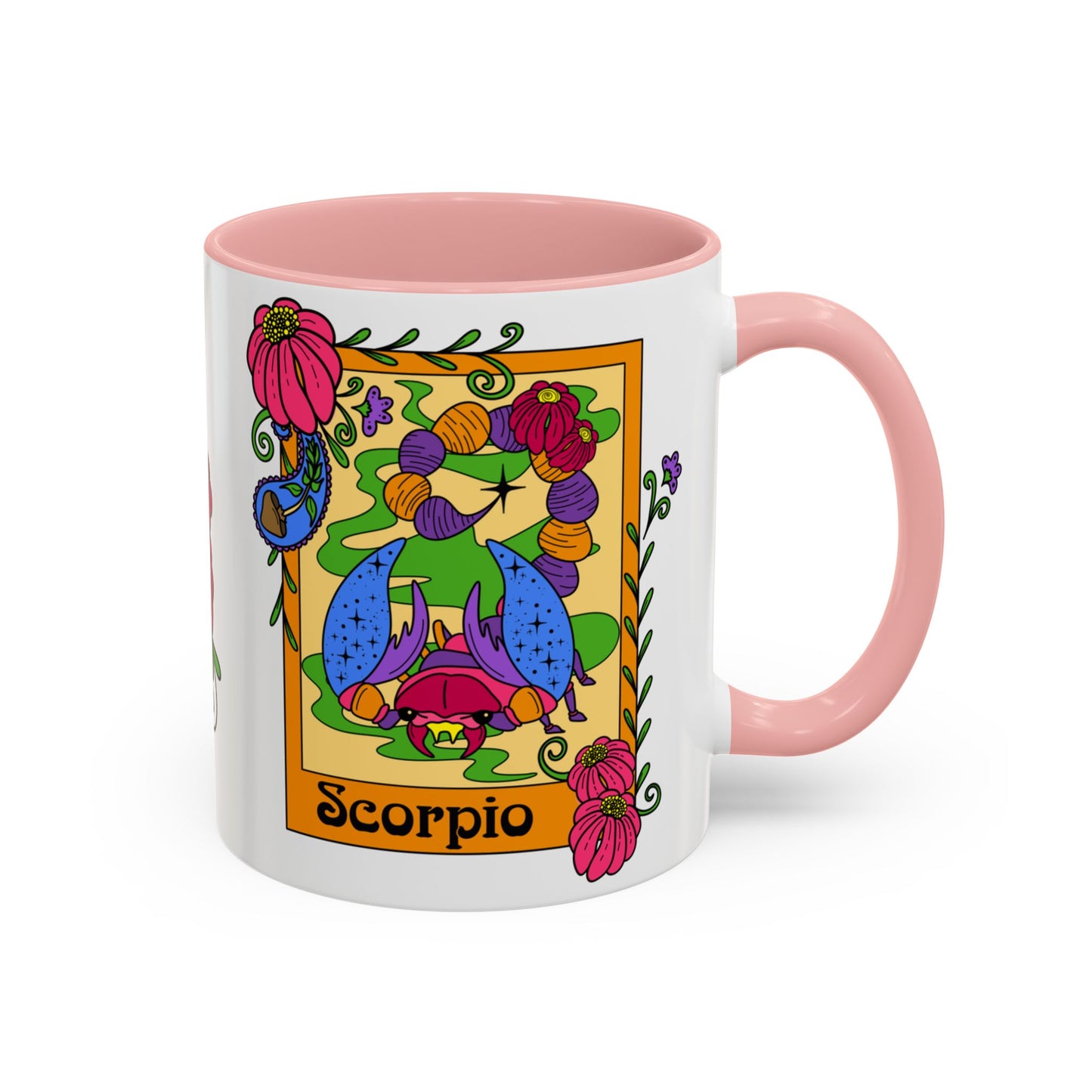 Scorpio star sign mug, Scorpion zodiac astrology coffee cup, Horoscope birthday gift mug, Bold retro colourful Design ceramic mug