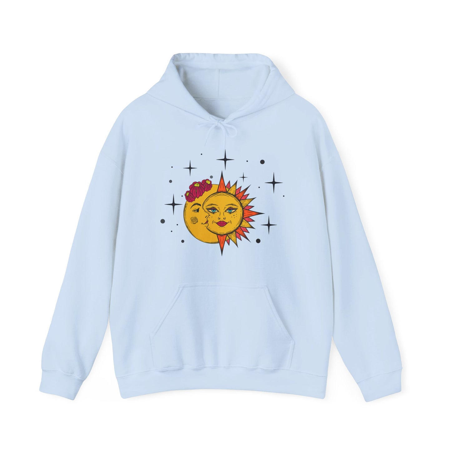 Celestial Sun and Moon Hoodie jumper, Boho Stars and flowers Sweater, Galaxy Graphic Sweatshirt, whimsical Top