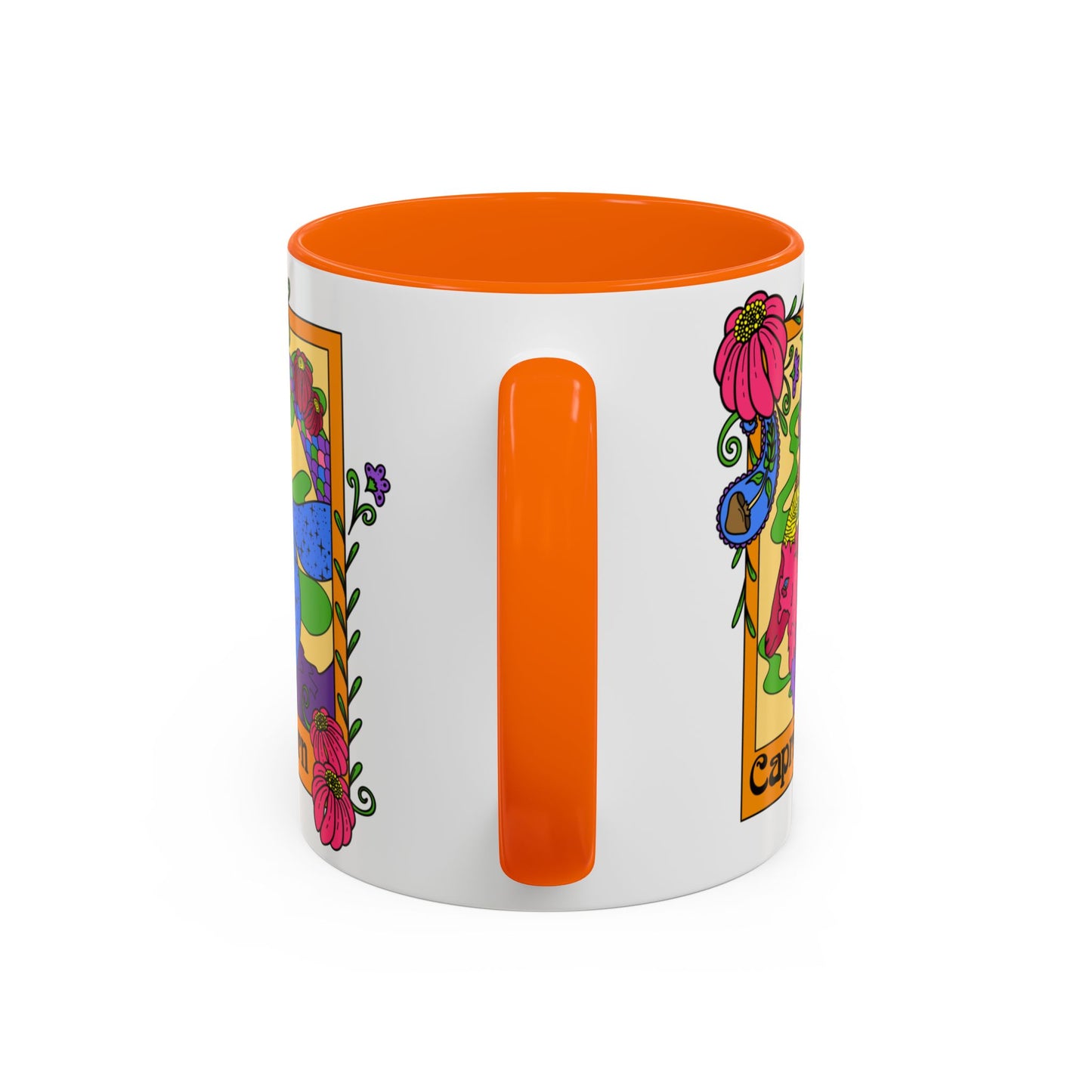 Capricorn star sign mug, Sea goat zodiac astrology coffee cup, Horoscope birthday gift mug, Bold retro colourful Design ceramic mug