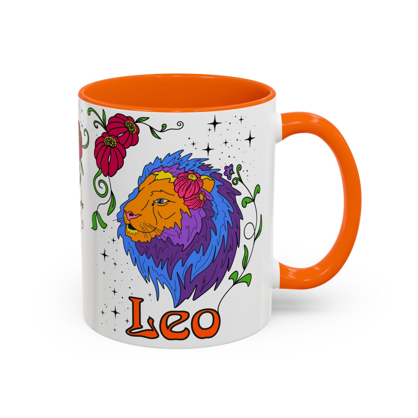 Leo star sign mug, Lion zodiac astrology coffee cup, Horoscope birthday gift mug, Bold retro colourful Design ceramic mug