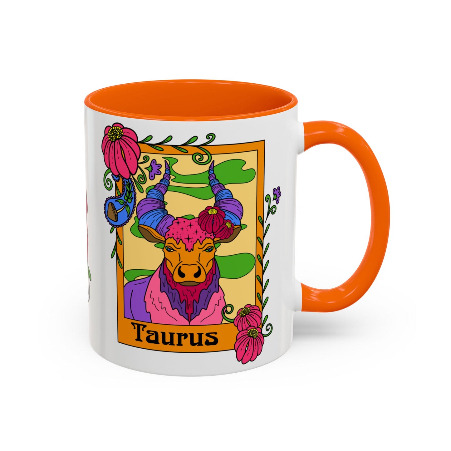 Taurus star sign mug, Bull zodiac astrology coffee cup, Horoscope birthday gift mug, Bold retro colourful Design ceramic mug