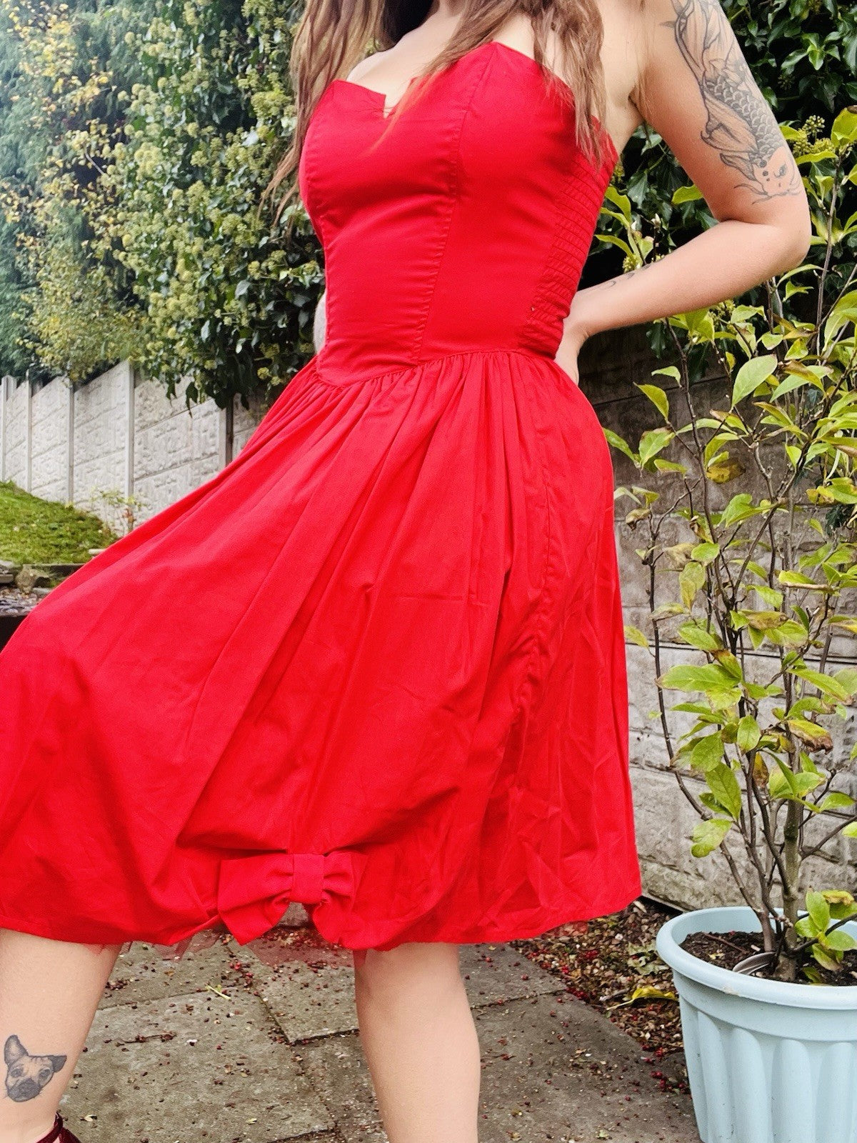 Vintage 90s Party Dress Red Size 10 Retro 1990s Corset Dress With Bow Detail