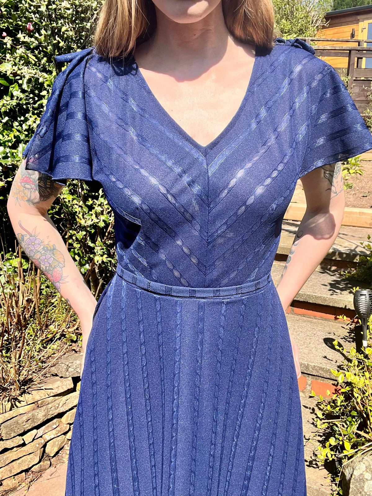 1980s evening dress Blue size 8 S True vintage long maxi layered whimsigoth