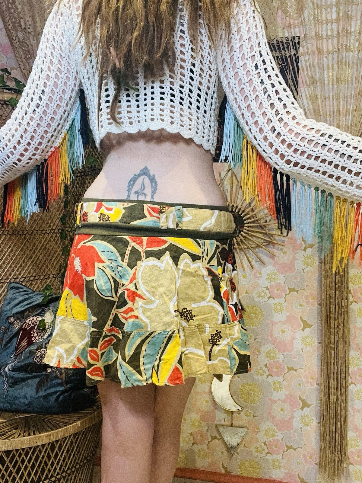 Vintage Y2K Mini Skirt Hawaiian Print Summer Festival Holiday Short Skirt 10