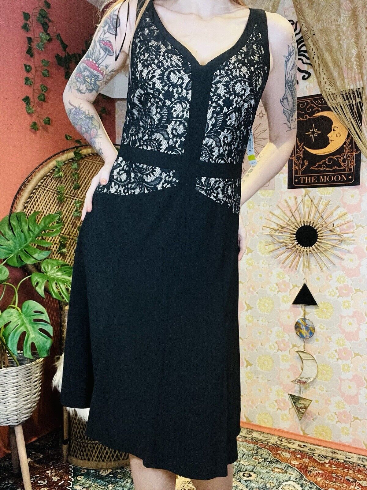 Vintage 1980s Cocktail Dress By R&M Richards Elegant Sleeveless Black Size 14