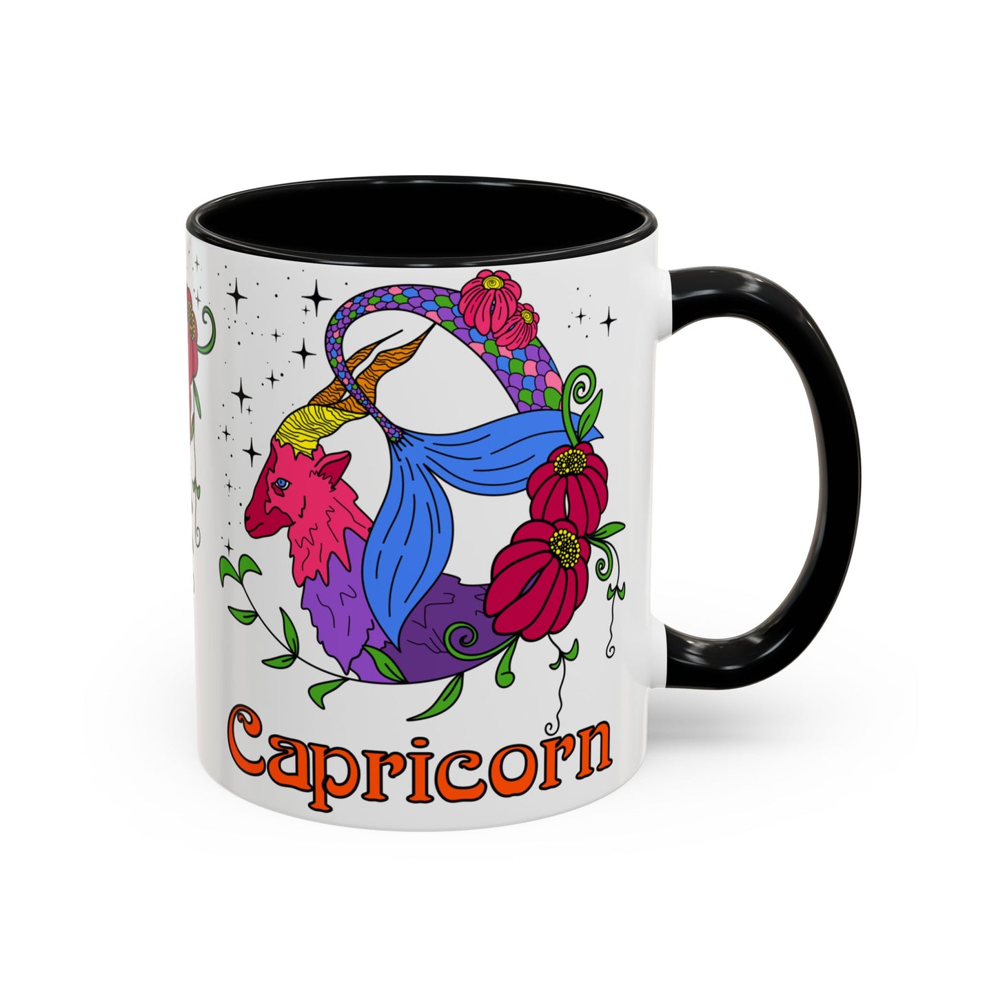Capricorn star sign mug, Sea goat zodiac astrology coffee cup, Horoscope birthday gift mug, Bold retro colourful Design ceramic mug