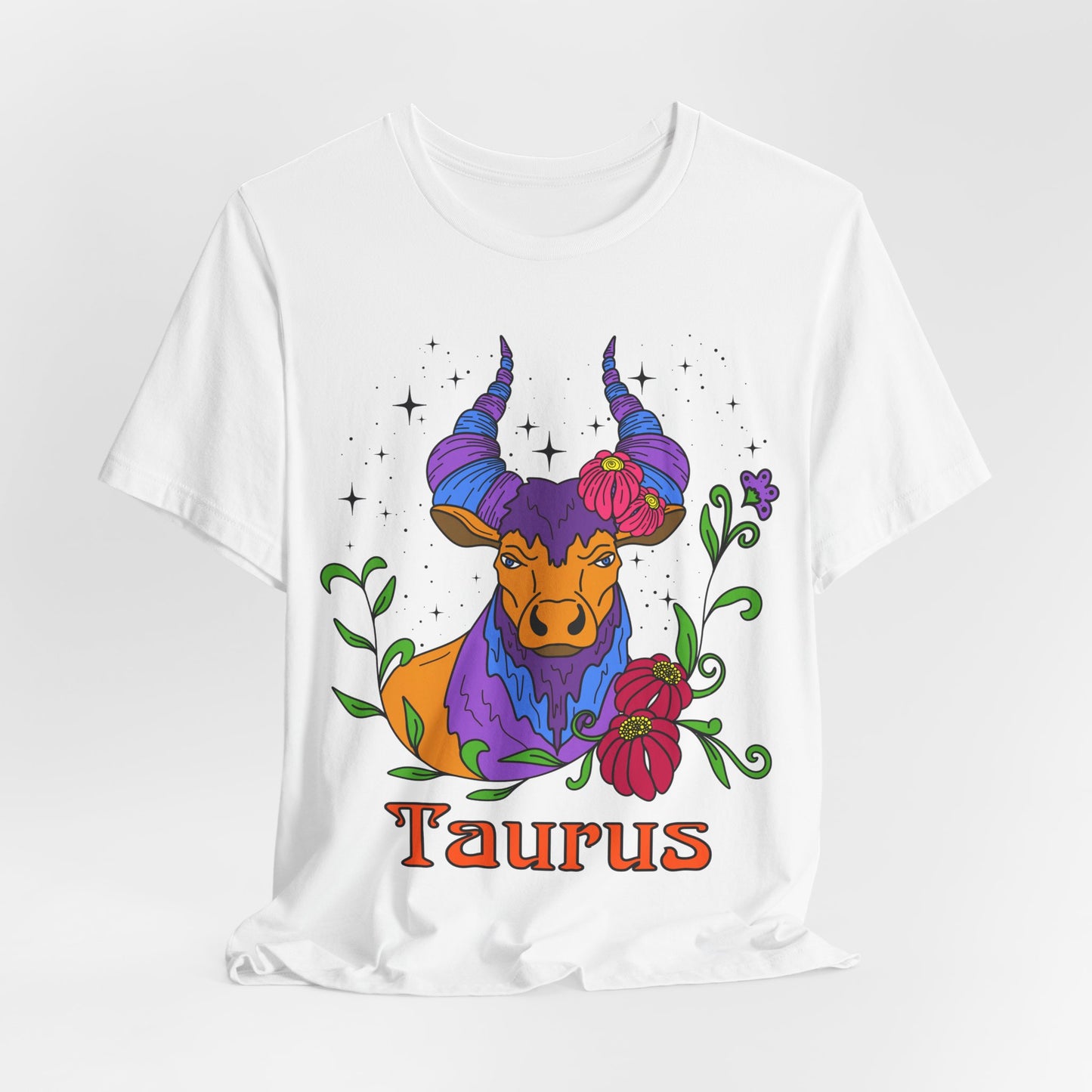 Taurus star sign T-Shirt, Bull zodiac astrology top, Horoscope birthday gift Tee, Bold retro colourful Design tshirt