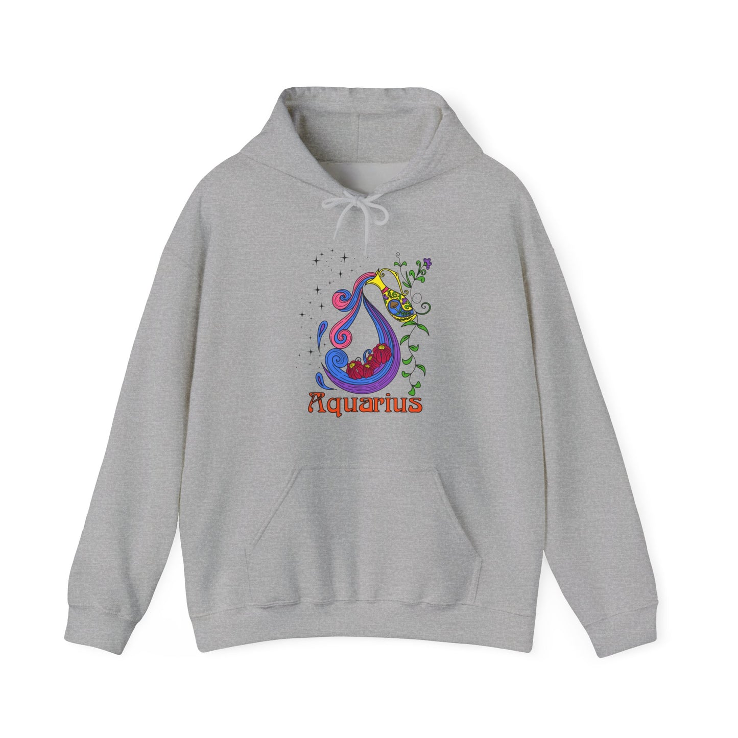 Aquarius star sign Hoodie, Water pale zodiac astrology Jumper, Horoscope birthday gift sweatshirt, Bold retro colourful Design top