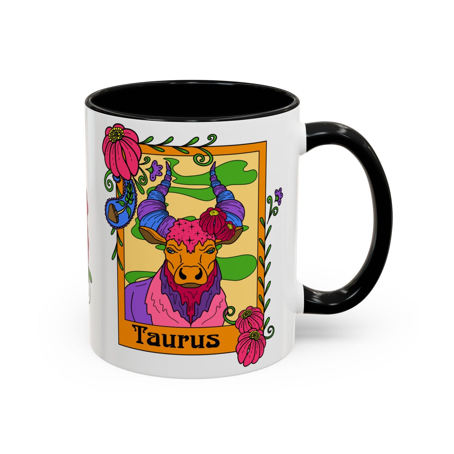 Taurus star sign mug, Bull zodiac astrology coffee cup, Horoscope birthday gift mug, Bold retro colourful Design ceramic mug