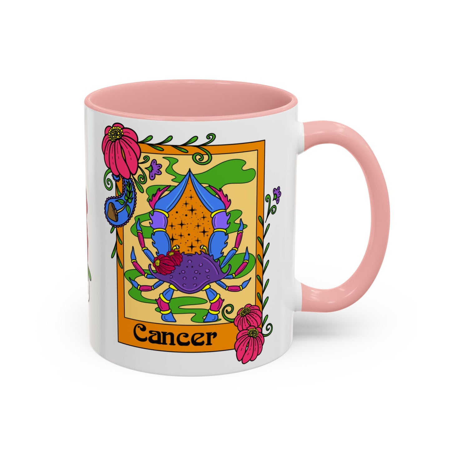 Cancer star sign mug, Crab zodiac astrology coffee cup, Horoscope birthday gift mug, Bold retro colourful Design ceramic mug