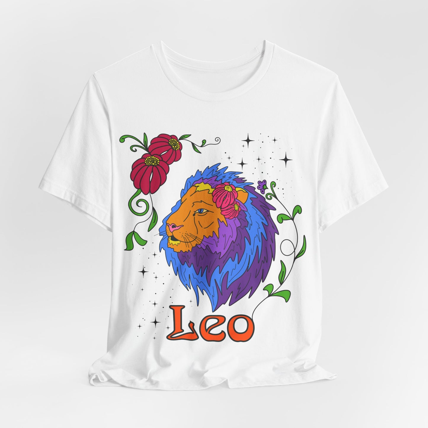 Leo star sign T-Shirt, Lion zodiac astrology top, Horoscope birthday gift Tee, Bold retro colourful Design tshirt