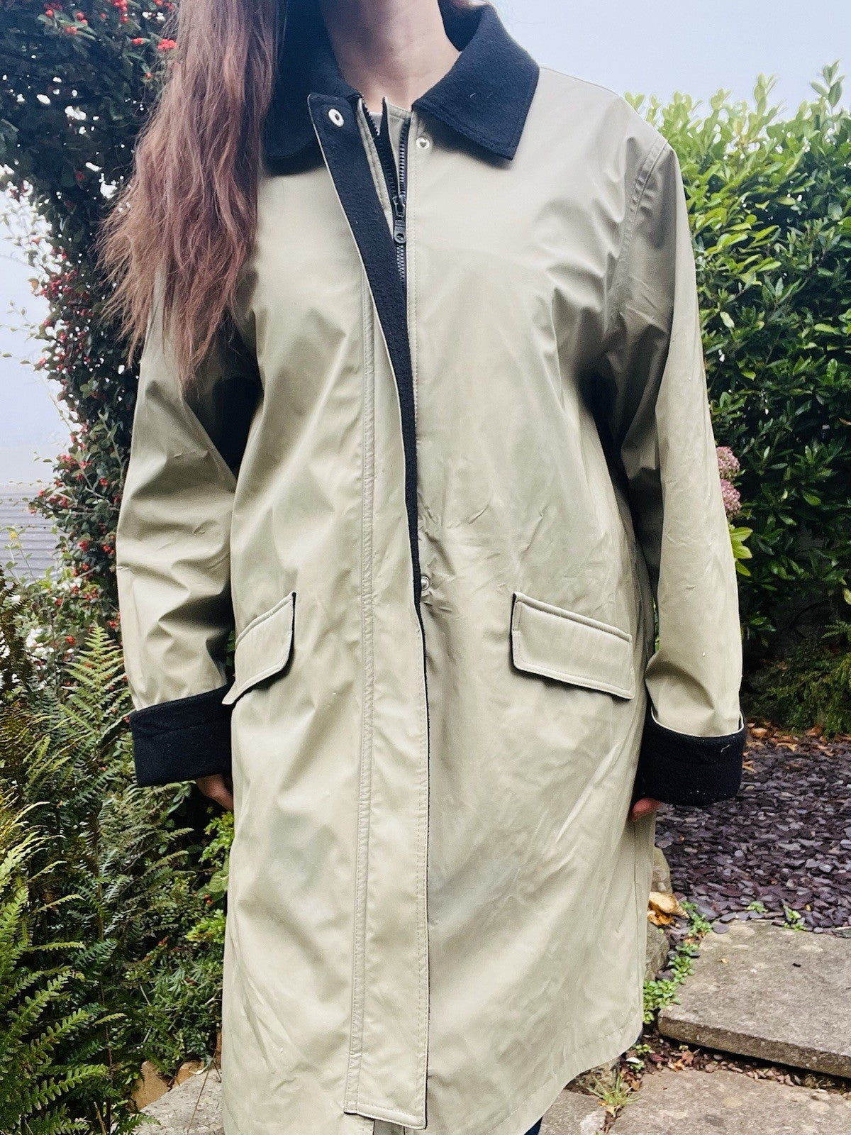 Vintage 80s Warm Coat By Dennis Basso Long Winter Jacket Beige Size L 16-18