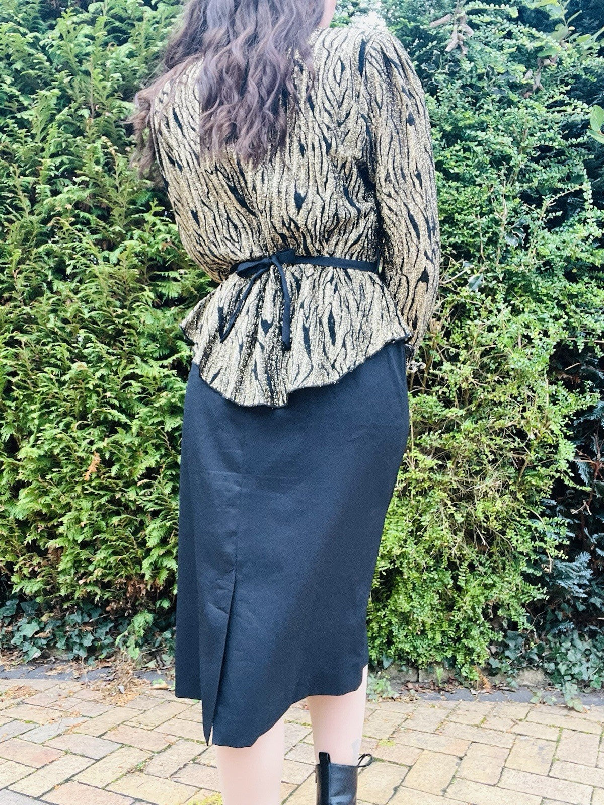 Vintage 1980s Peplum Dress, Retro 80s Belted Waist Sparkly Top By Ricki Renee 14
