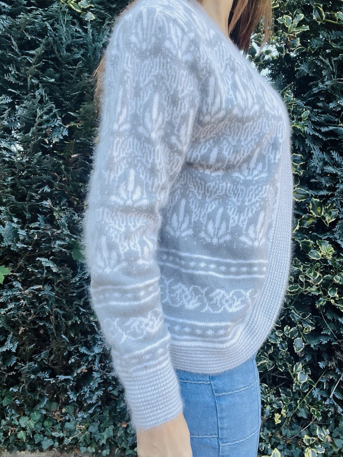 Vintage 1980s Knitted Cardigan By Tigi Wear Wool Knit Fluffy Retro Jumper 12