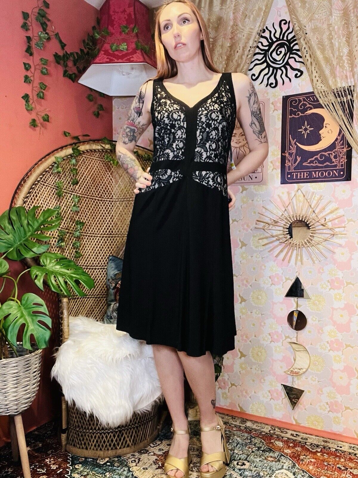 Vintage 1980s Cocktail Dress By R&M Richards Elegant Sleeveless Black Size 14