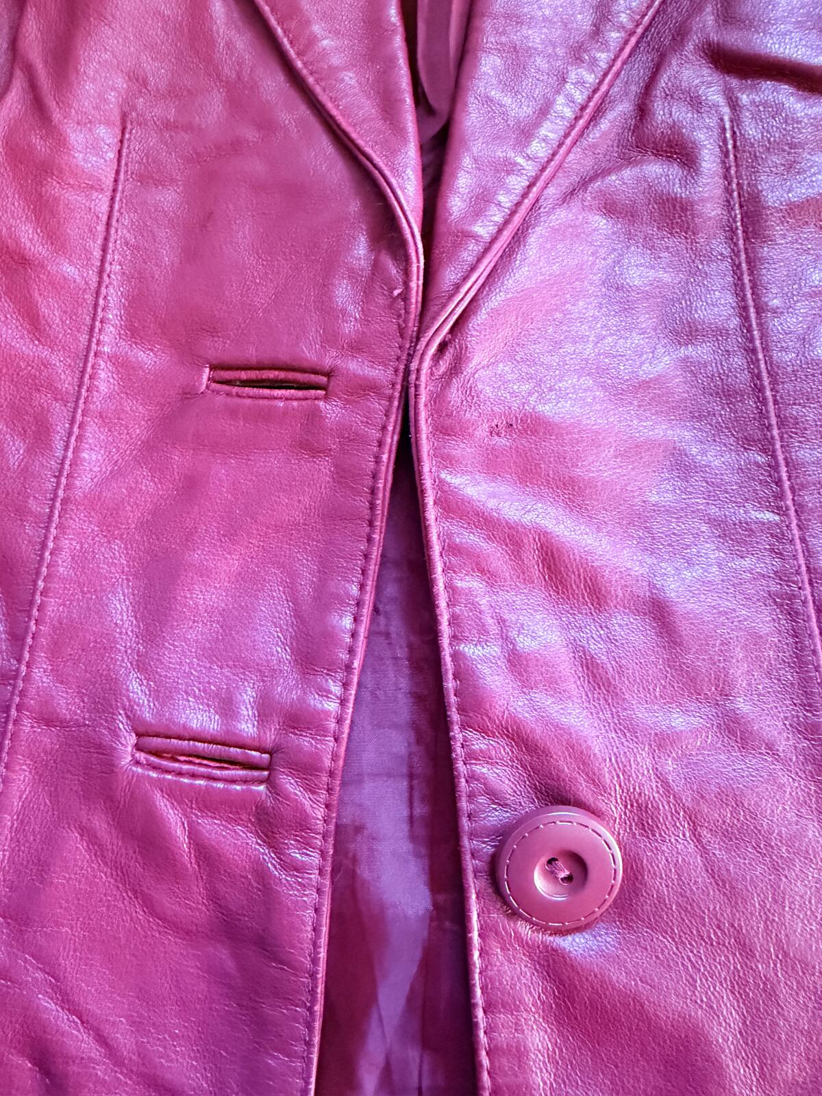 Vintage Burgundy Leather Jacket Y2K Red Blazer by East 5th Size 18