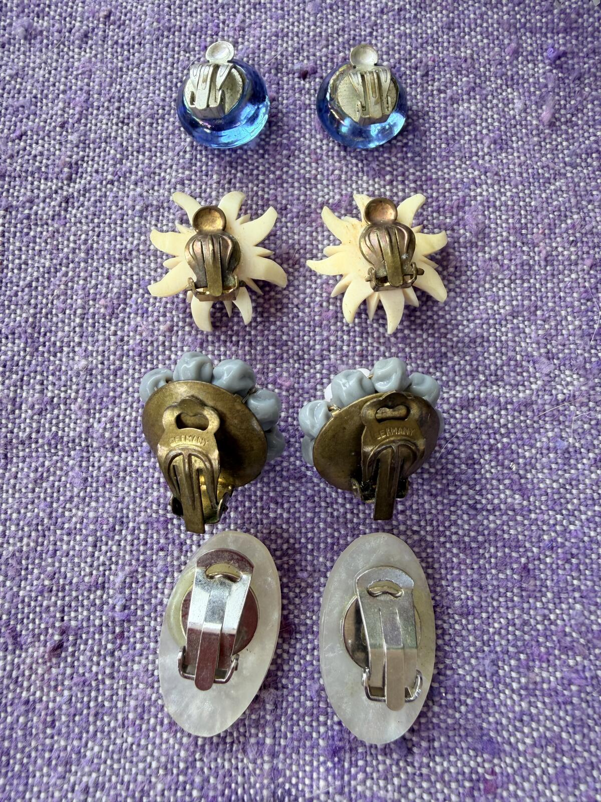 Vintage Clip On Earrings Set of 4 Whimsical Jewellery Bundle
