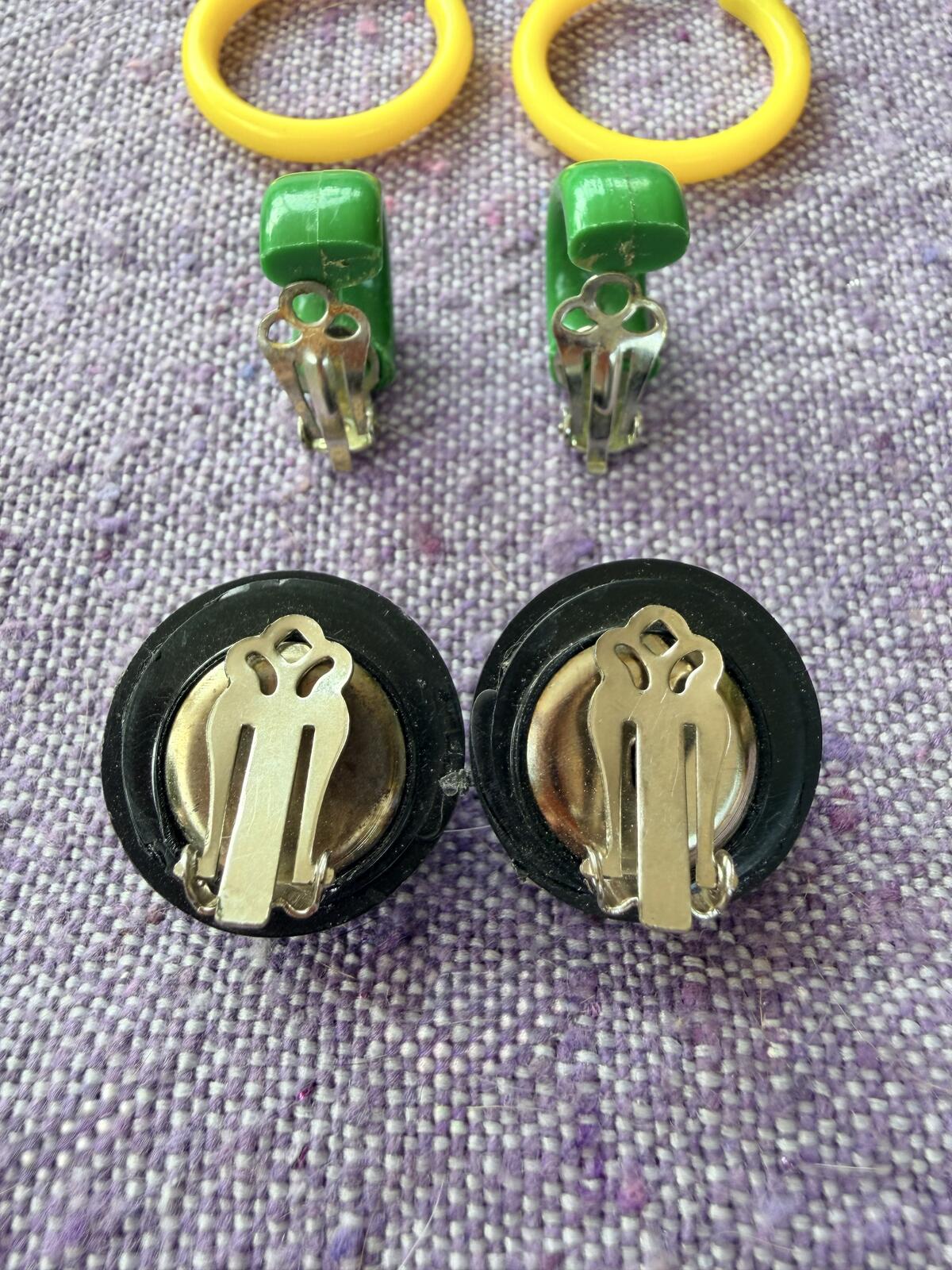 Vintage 1960s Earrings Clip on Hoop and Stud Style Retro Jewellery Bundle