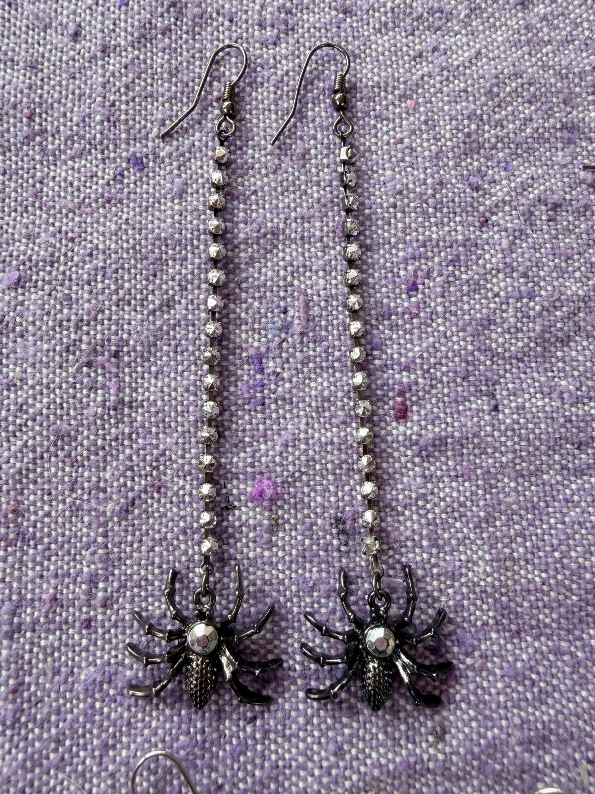 Bundle of Dangle Earrings Set of 4 Pairs of Black and Silver Gothic Jewellery