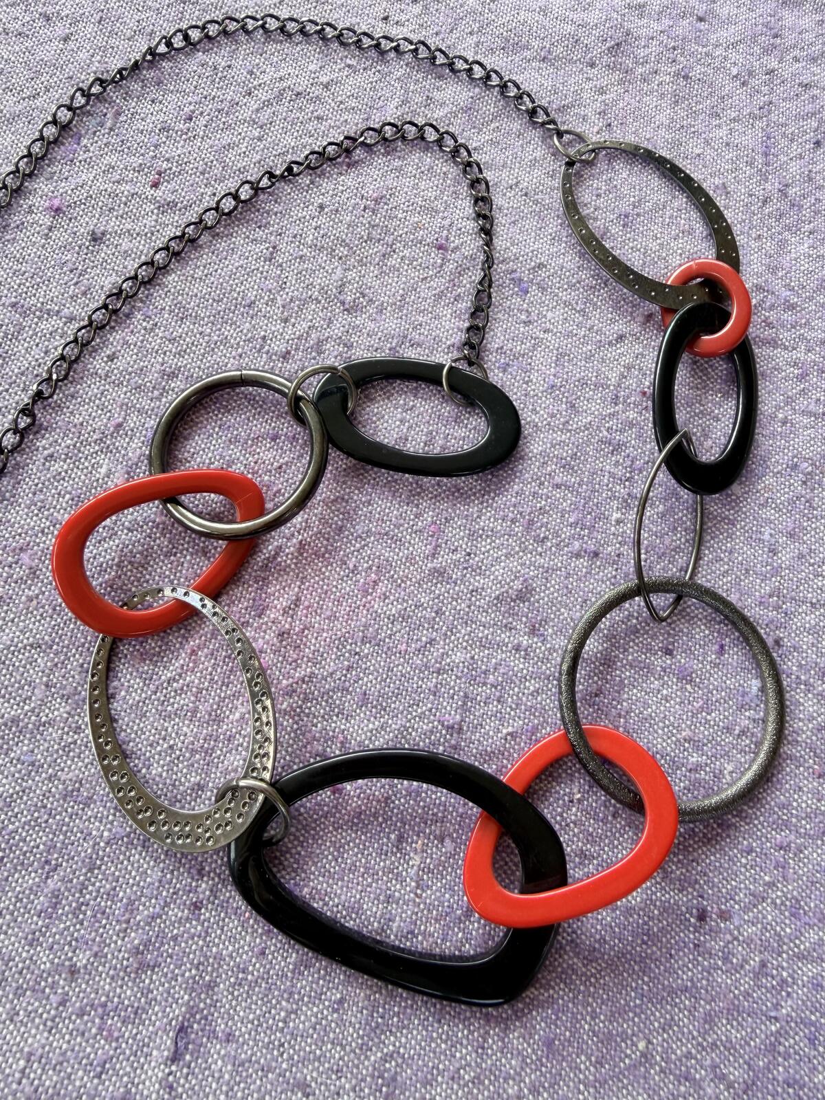 Vintage Necklaces Set of 5 Black Statement Jewellery with Mixed Chain Styles