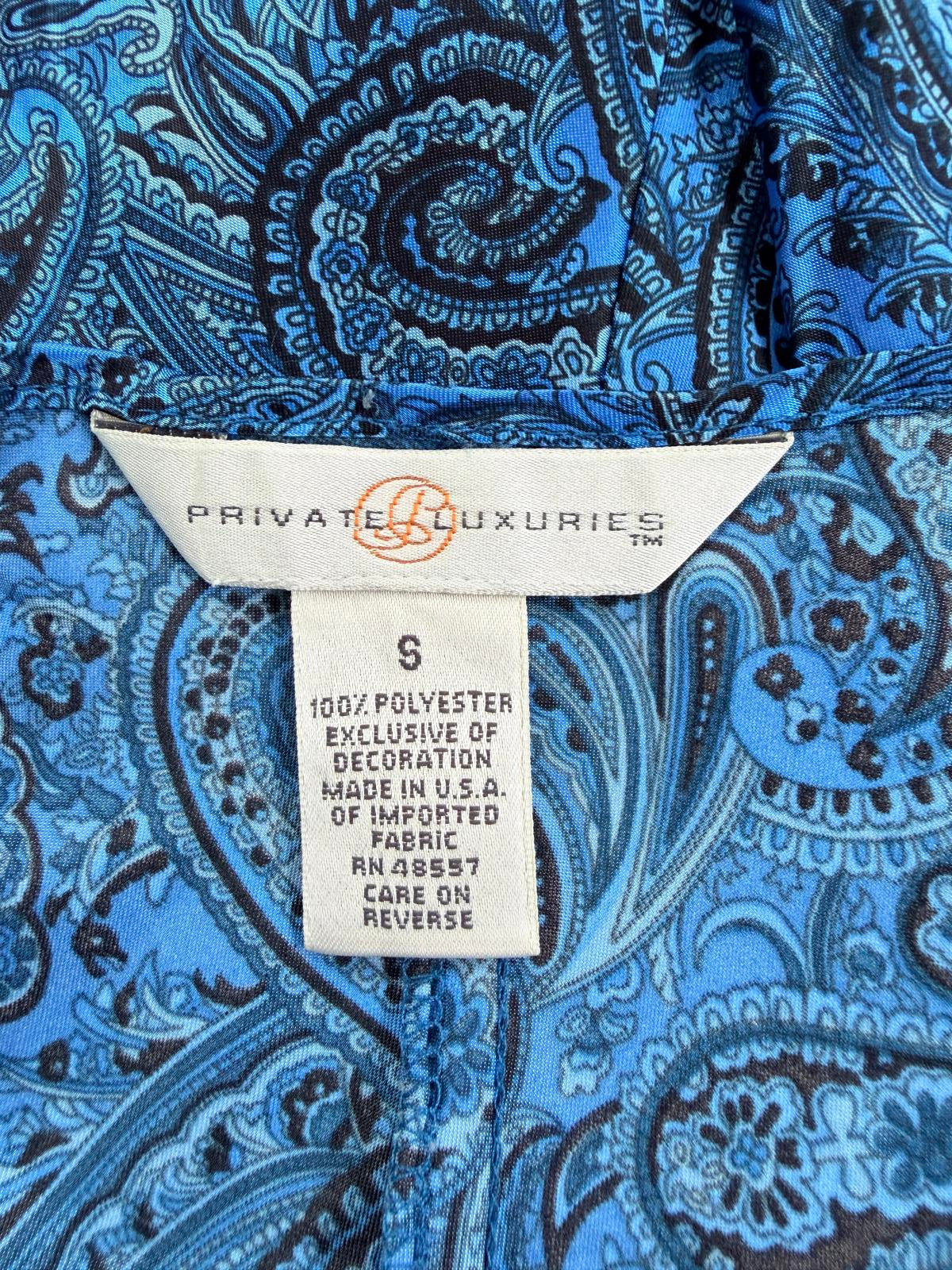 Vintage Y2K Slip Dress with Lace Trim Blue Paisley Pattern Babydoll size 8 to 10