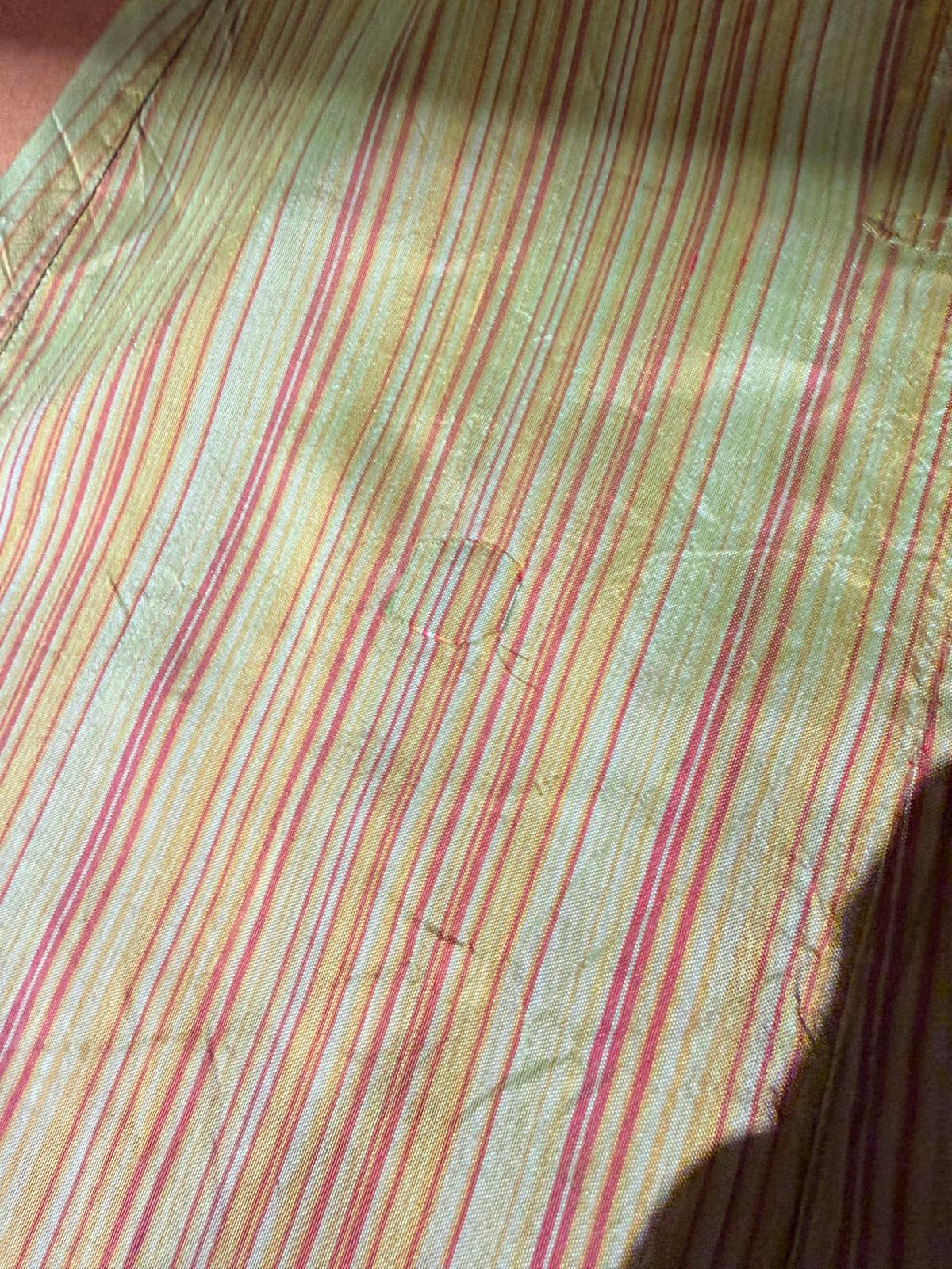 Vintage 1960s shirt dress size 10 silk Light Green Striped Button-Up Dress