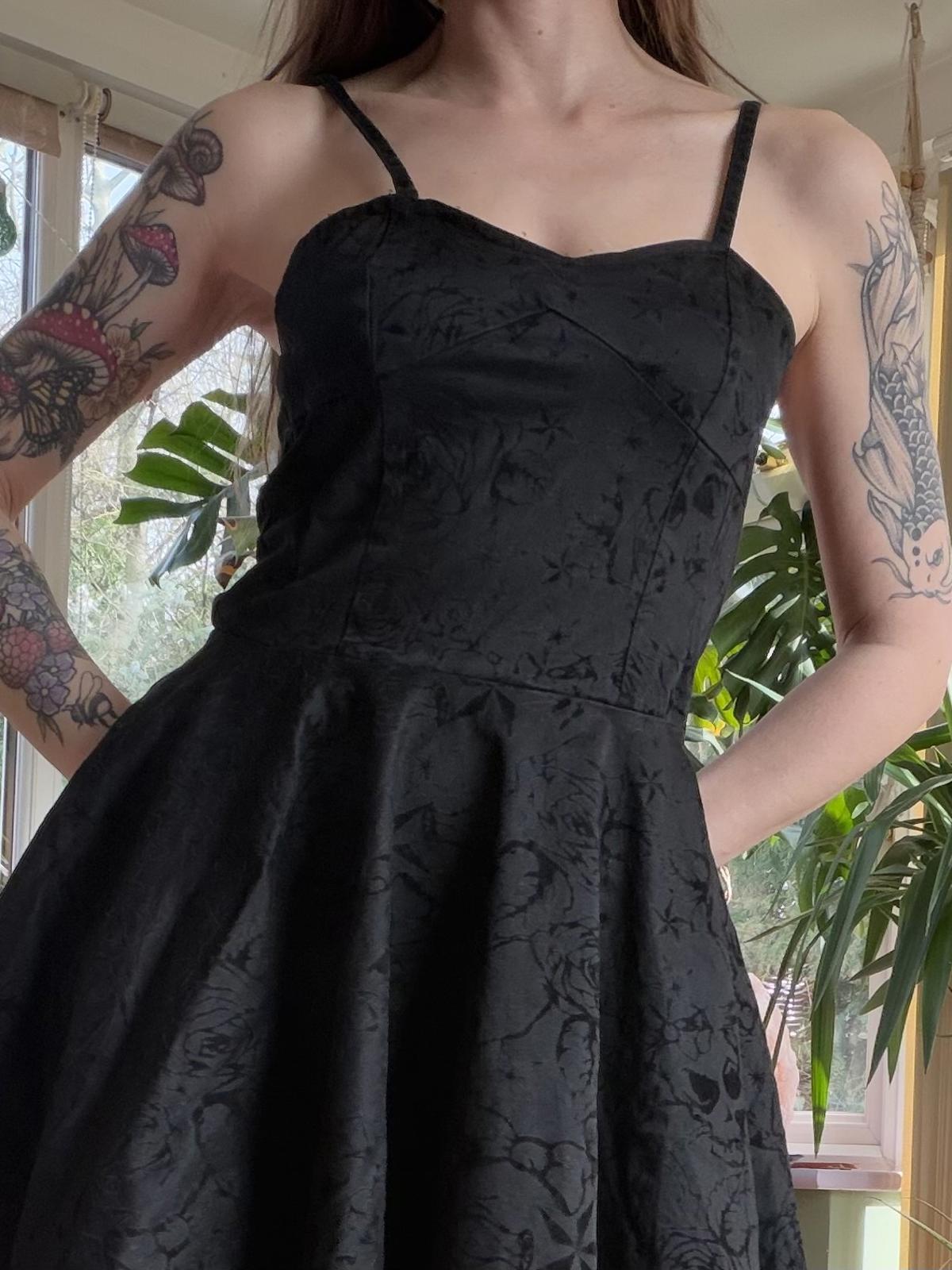 Rose and Star Dress Black Textured Fit and Flare Dress With Spaghetti Straps 10