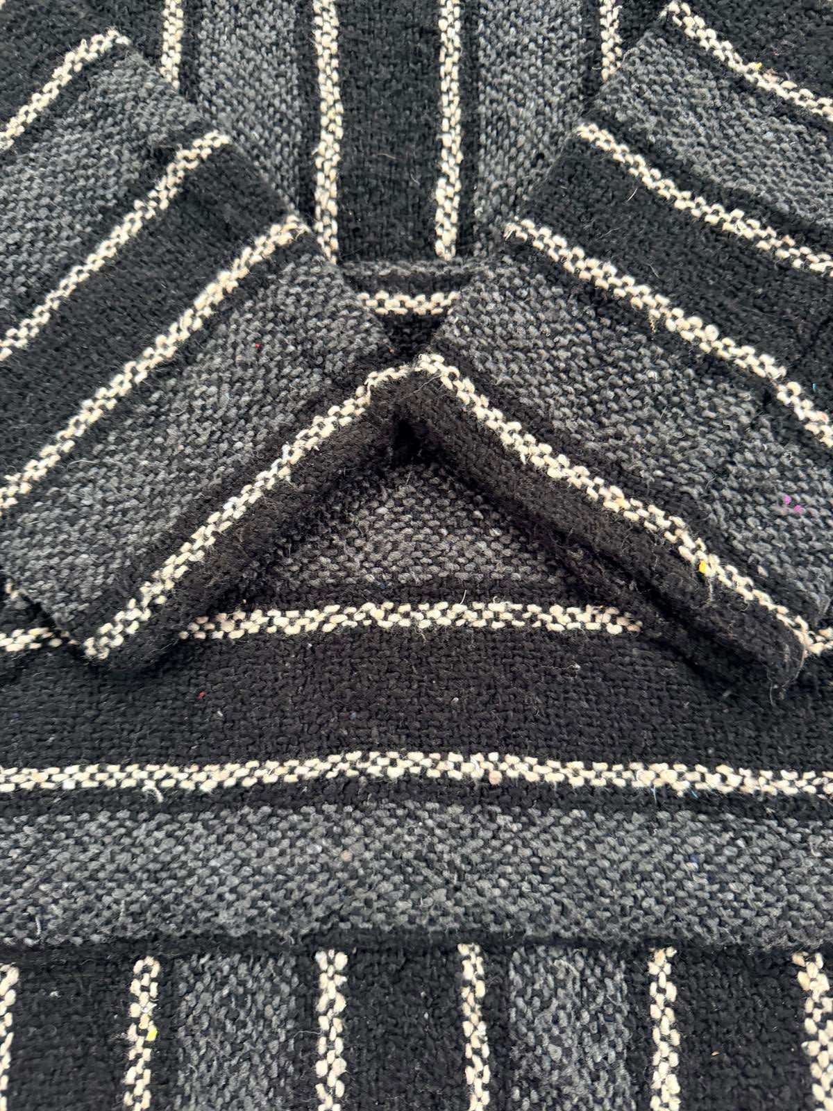 Mexican Baja Hoodie Pullover Hippie Boho Festival Jumper Size L Black Grey