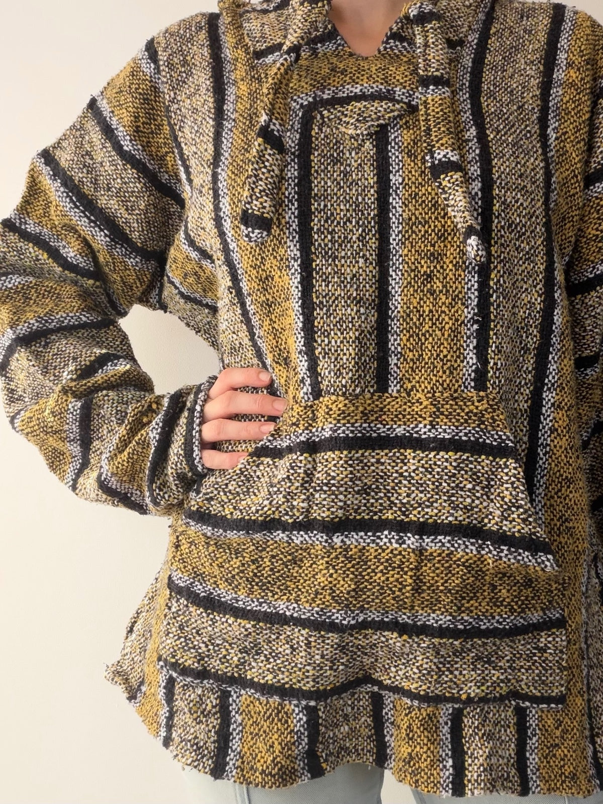 Mexican Baja Hoodie Pullover Hippie Boho Festival Jumper Size XL