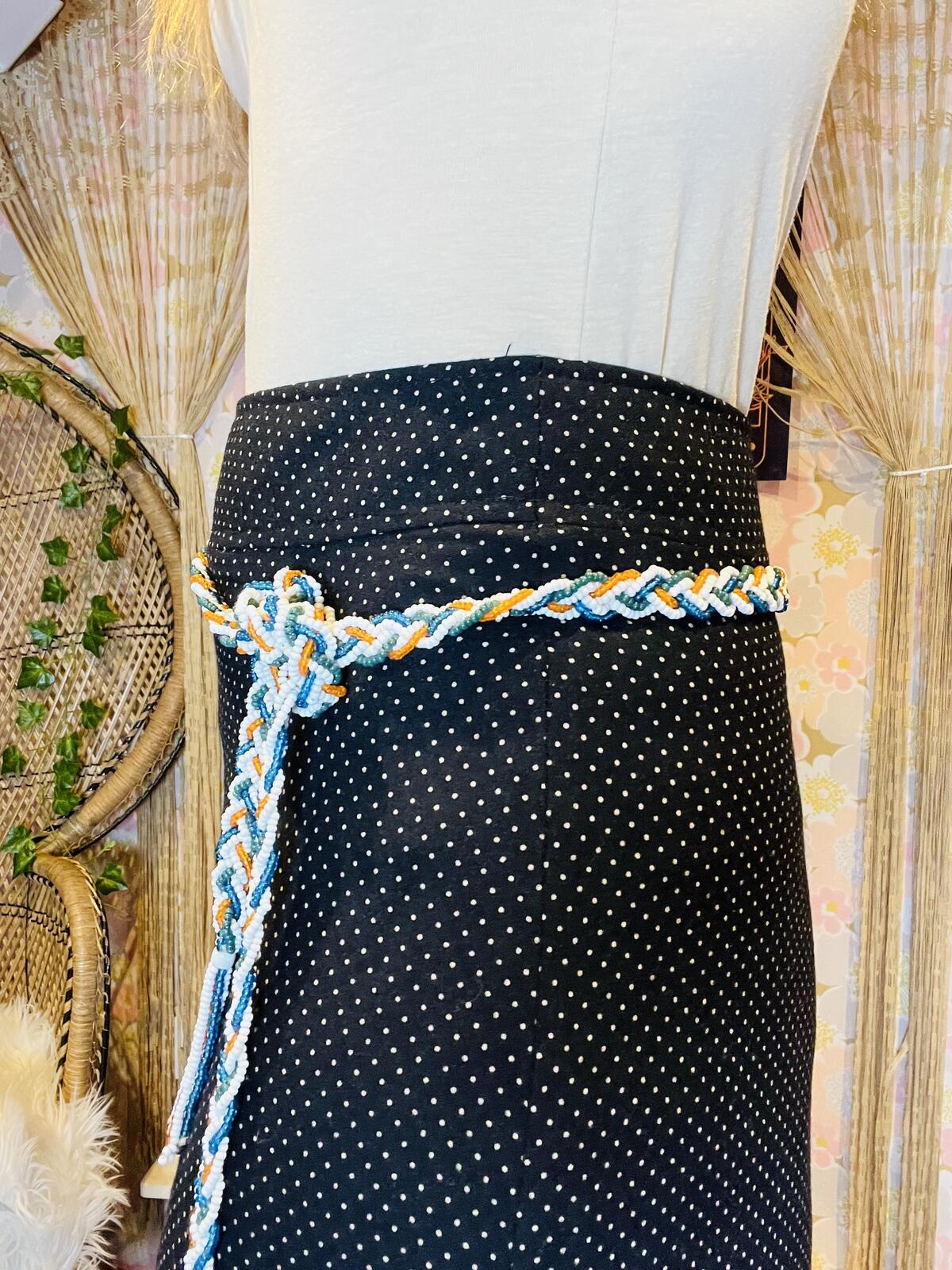 Braided Multicolour Waist Belt with Tassels Vintage Retro Chain Belt