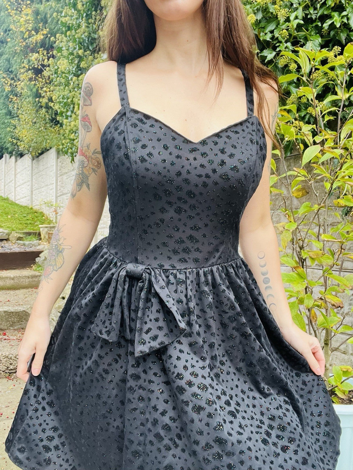 Vintage 1980s Party Dress Black Size 12 To 14 Retro 80s Sparkly Dress With Bow