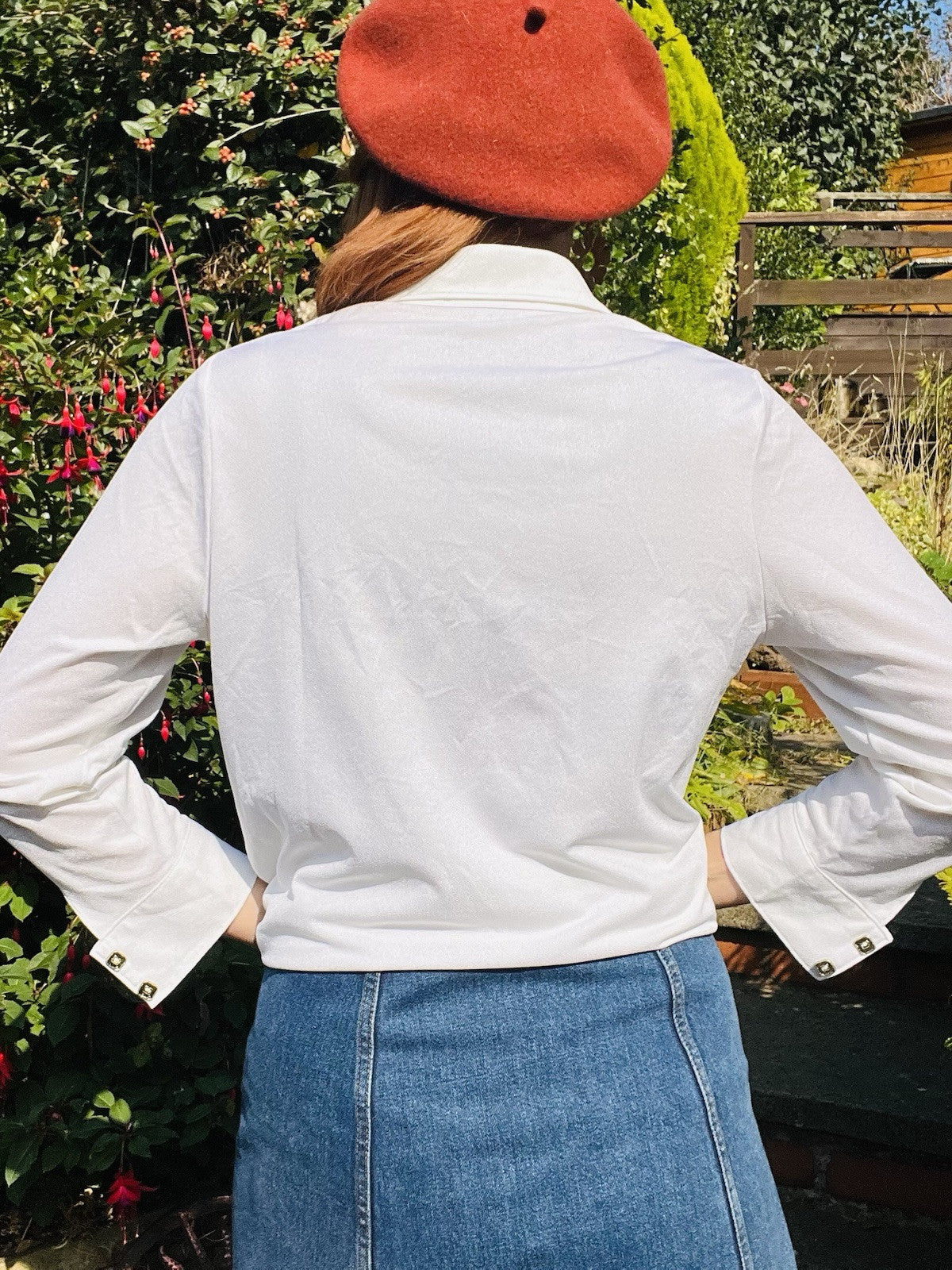 Vintage 1980s Shirt Long Sleeve Blouse With Square Buttons For Office Work 14