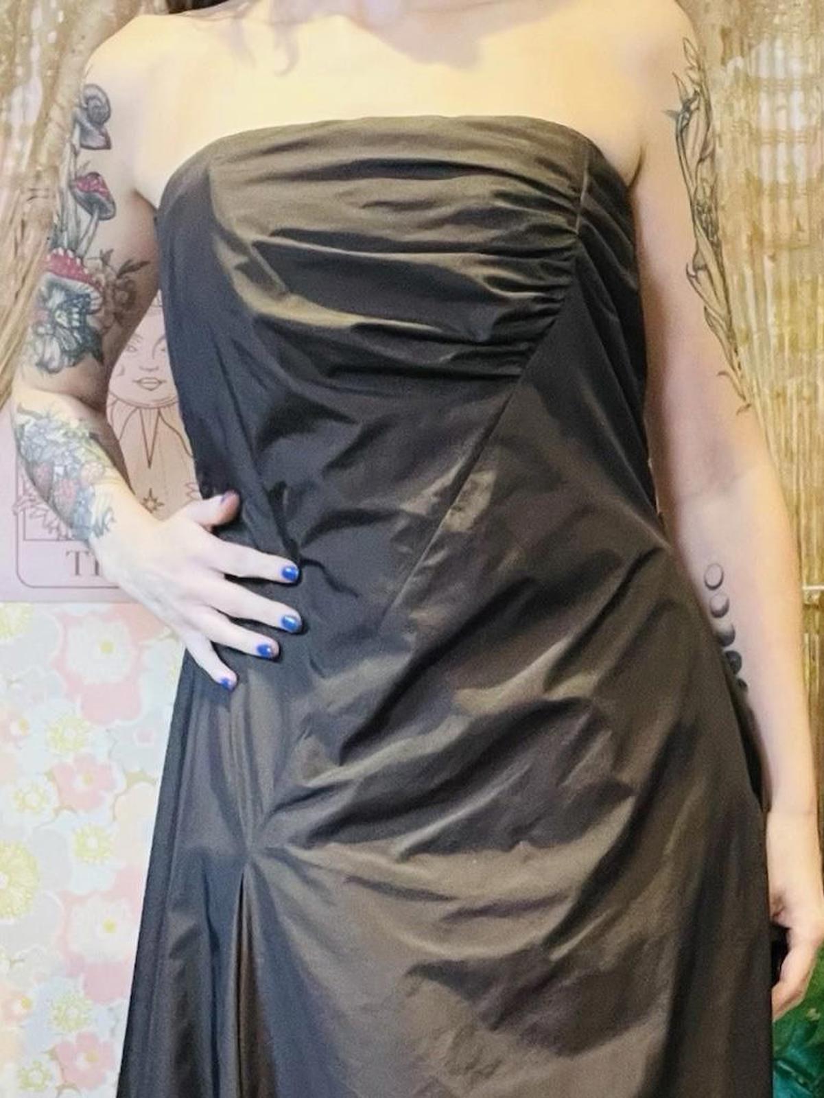 Vintage 1990s Prom Dress 90s Strapless Cocktail Gown Brown Size 14
