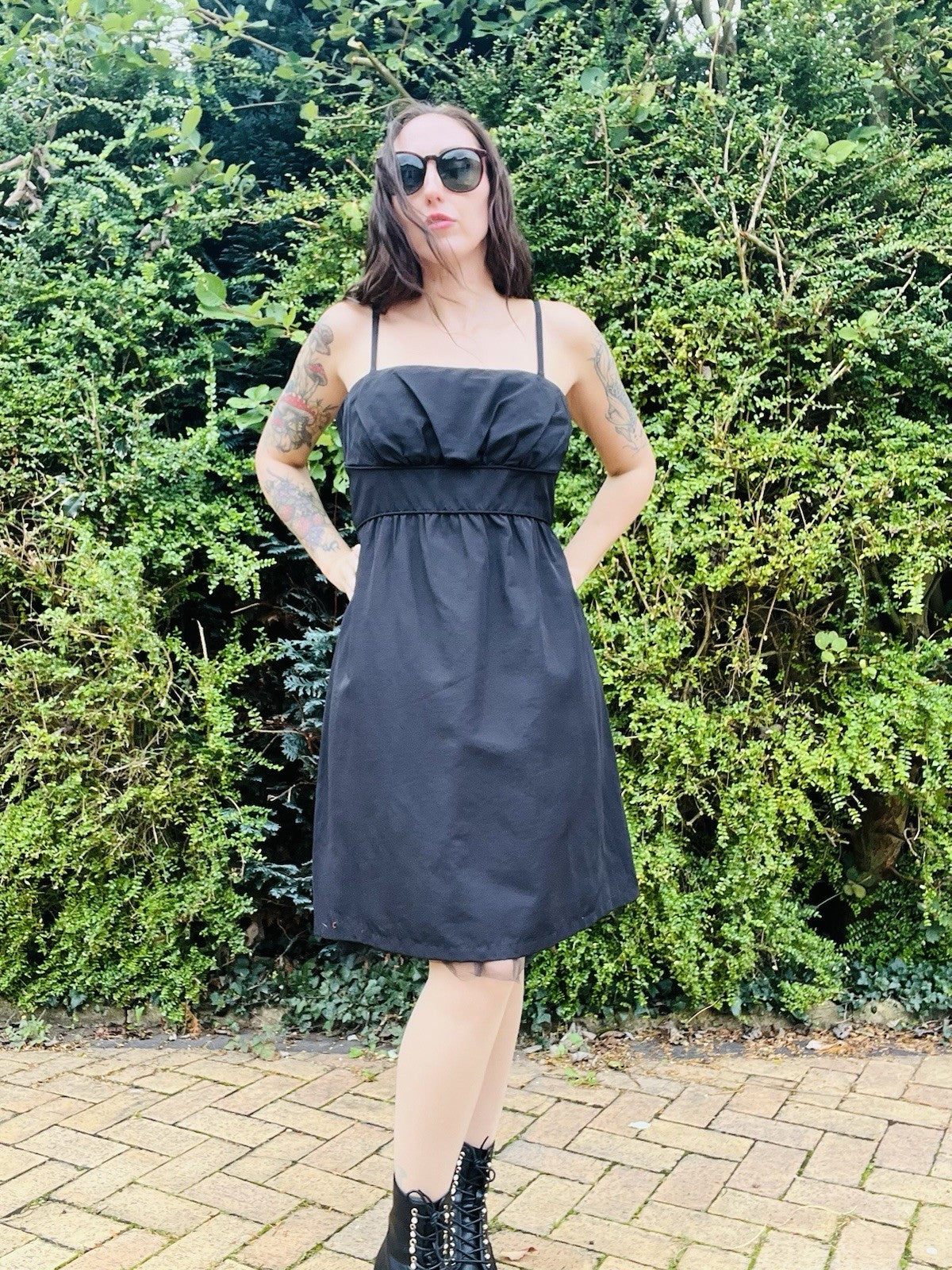 Vintage Y2K Strappy Dress By Esprit, Empire Waist Little Black Dress Size 16