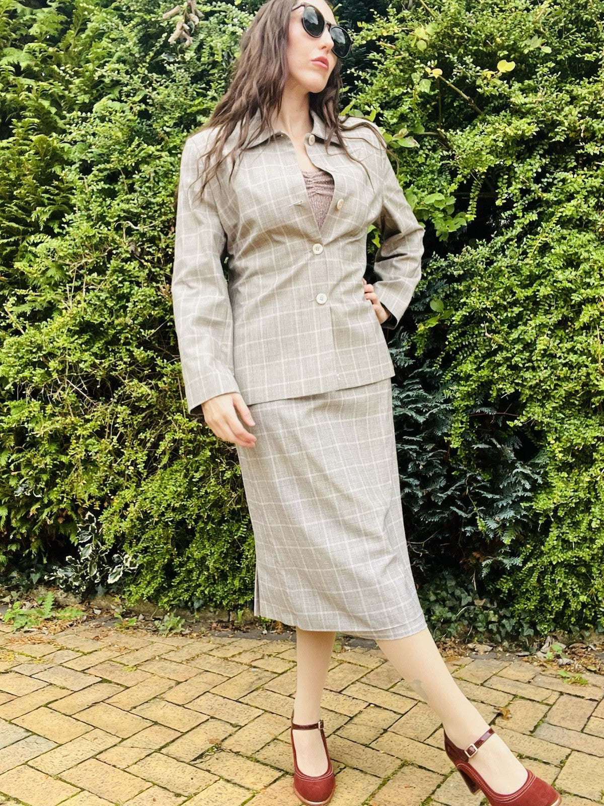 Vintage 1970s Tailored Suit By Slimma, 2 Piece Skirt, Blazer, Tartan Plaid 14