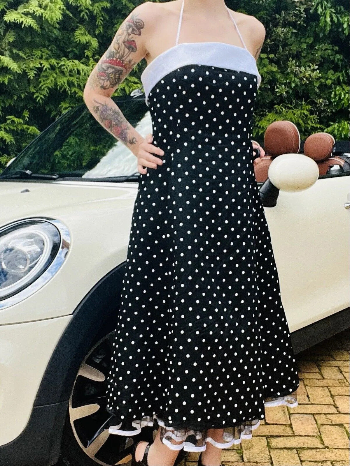 Vintage 80s Cocktail Dress Black Size 10 M By Your Sixth Sense polkadot midi