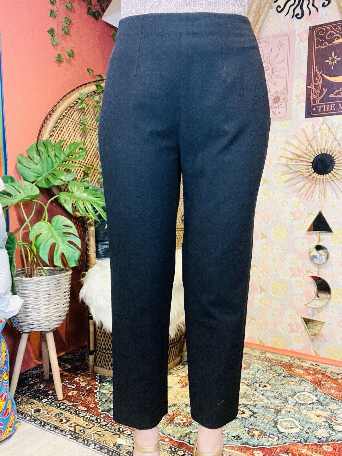 Vintage 80s Work Trousers By Berkertex Tailored Tapered Cropped Leg Black 12