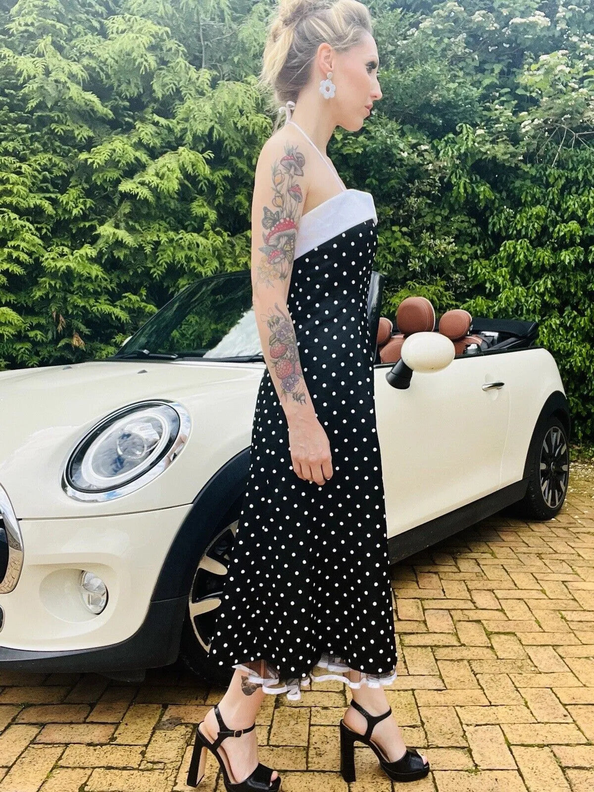 Vintage 80s Cocktail Dress Black Size 10 M By Your Sixth Sense polkadot midi