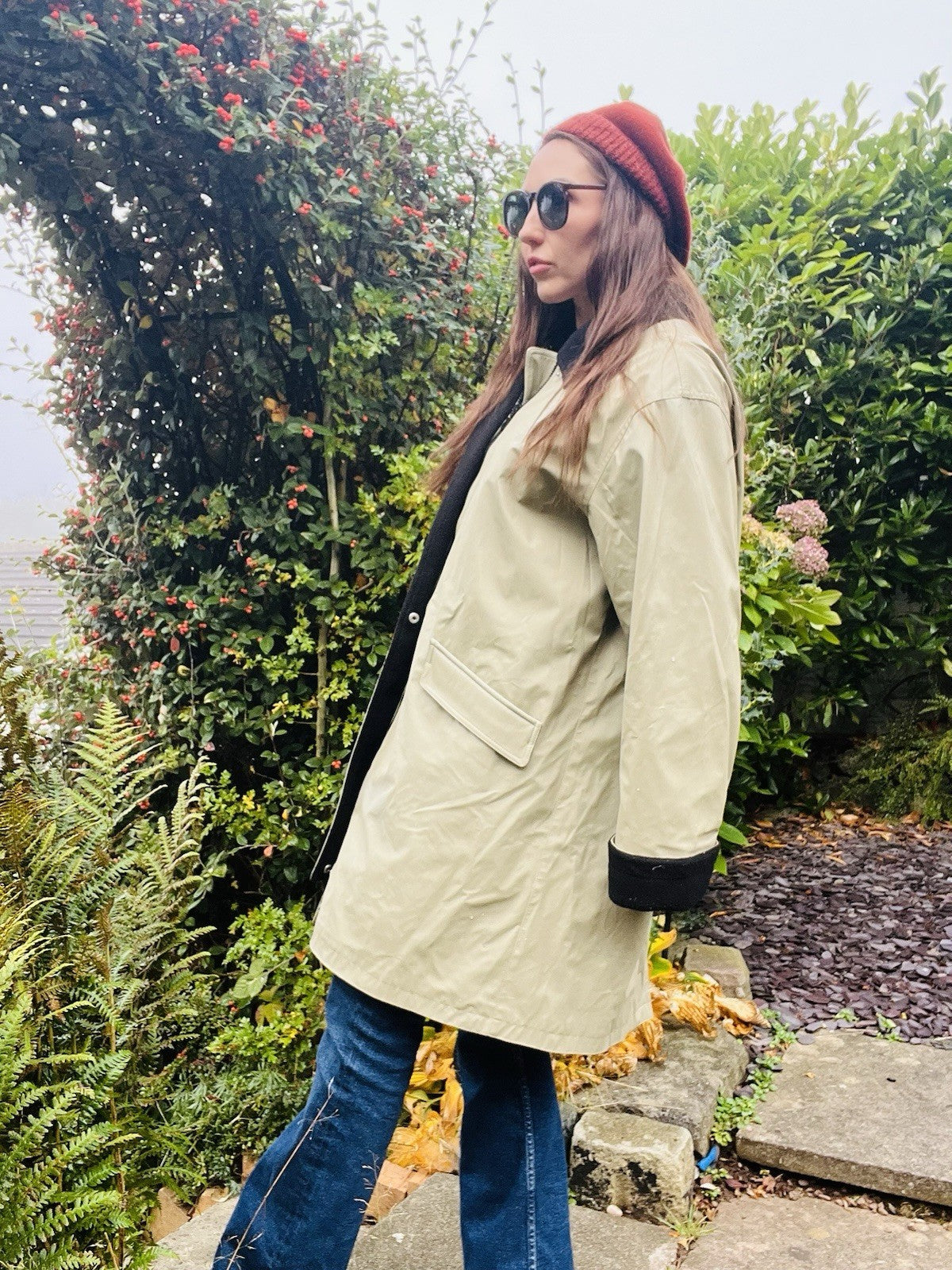 Vintage 80s Warm Coat By Dennis Basso Long Winter Jacket Beige Size L 16-18
