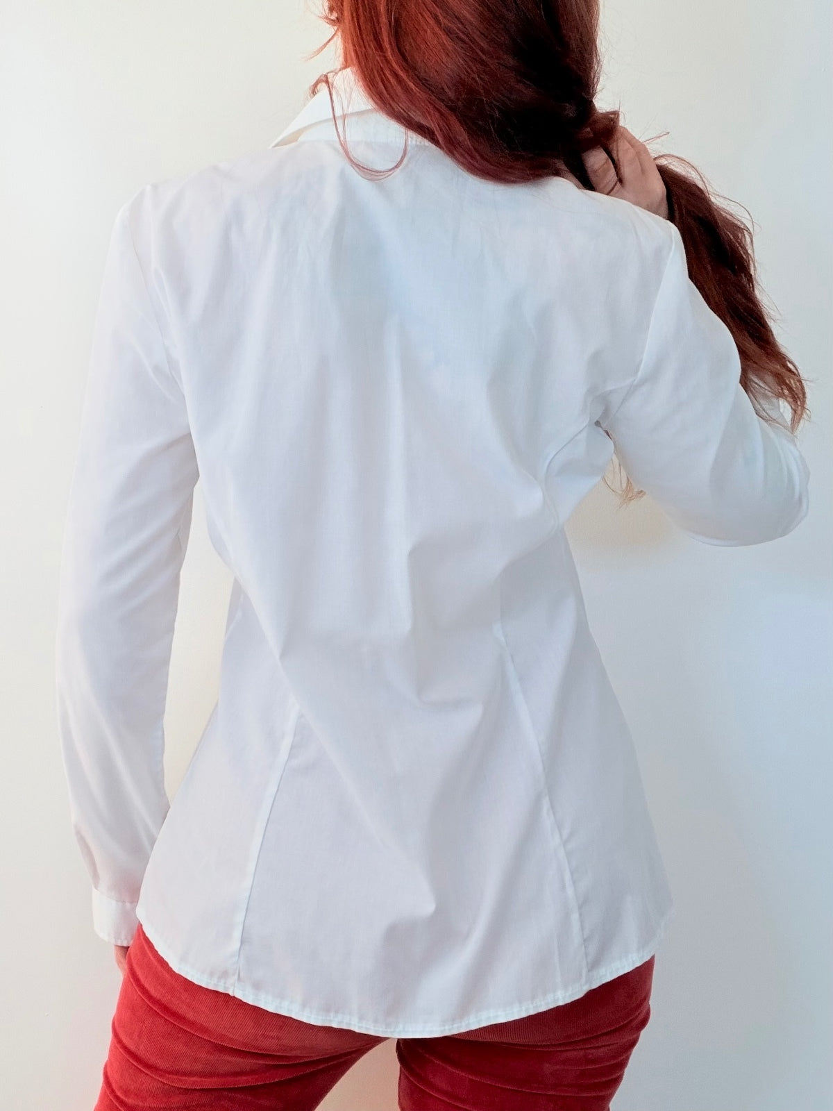 White Embroidered Floral Shirt Button-Up Blouse Size 12 to 14