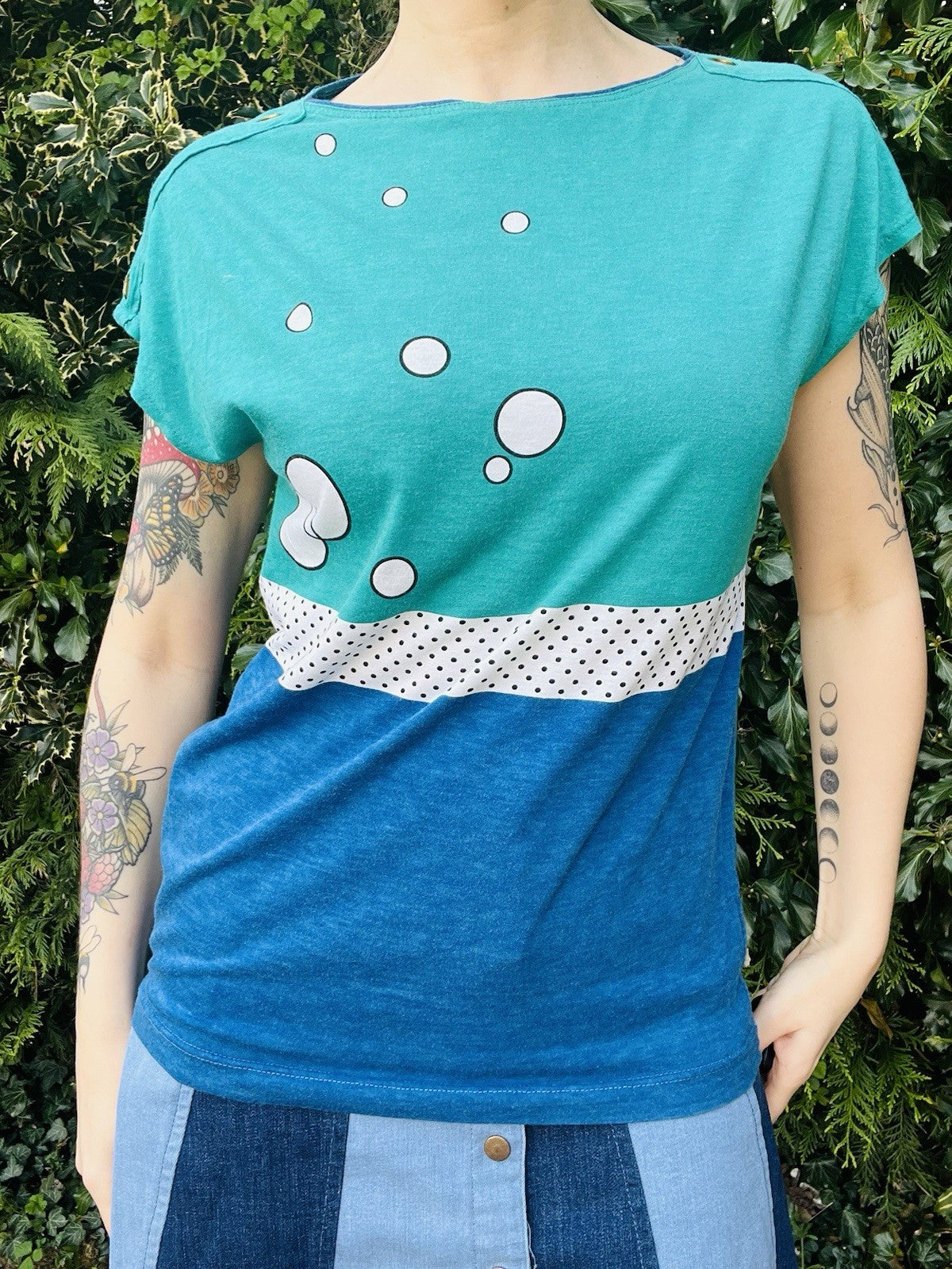 Vintage 1990s Retro T-shirt Abstract Block Colour Bubble Tee Short Sleeve Top 12