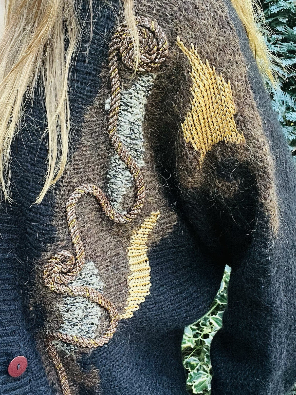 Vintage 1980s Knit Cardigan, Batwing Sleeve Warm Wool Blend Knitted Jumper 14-16