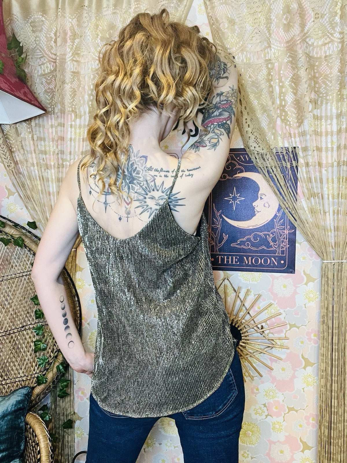 Paper Crane Cami Top Silver Summer Spaghetti Stop Vest Tank Top Size 12-14