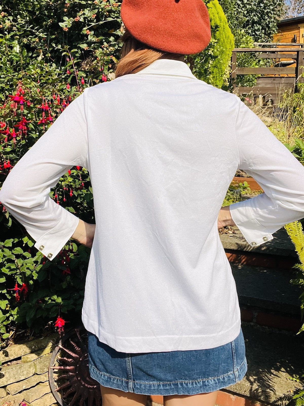 Vintage 1980s Shirt Long Sleeve Blouse With Square Buttons For Office Work 14