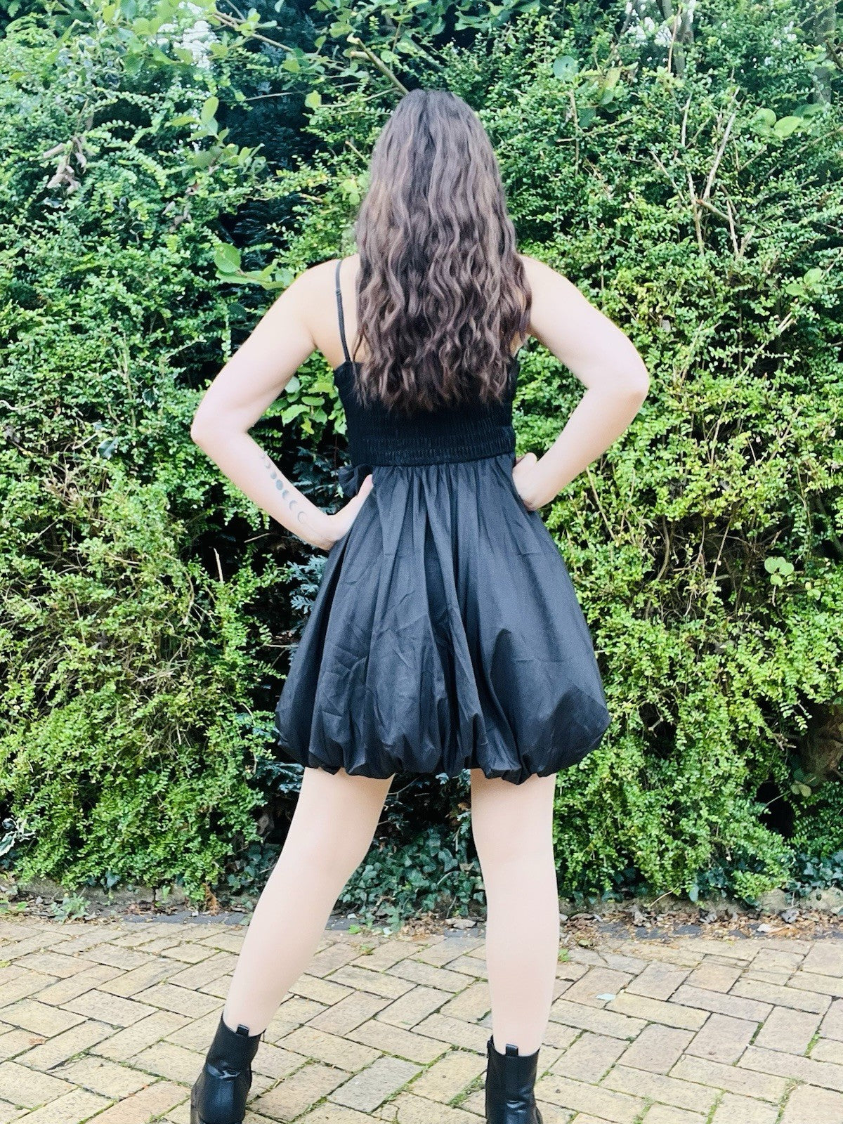 Vintage Y2K Puffball Dress, Strappy Little Black Dress With Puff Ball Skirt 10