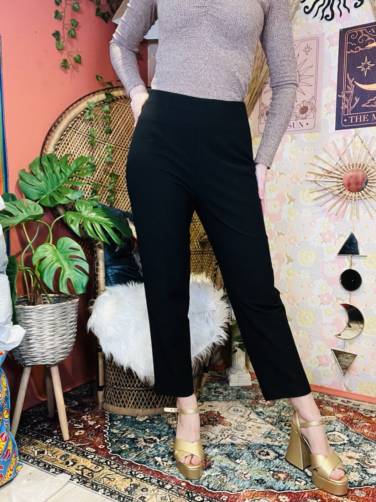 Vintage 80s Work Trousers By Berkertex Tailored Tapered Cropped Leg Black 12